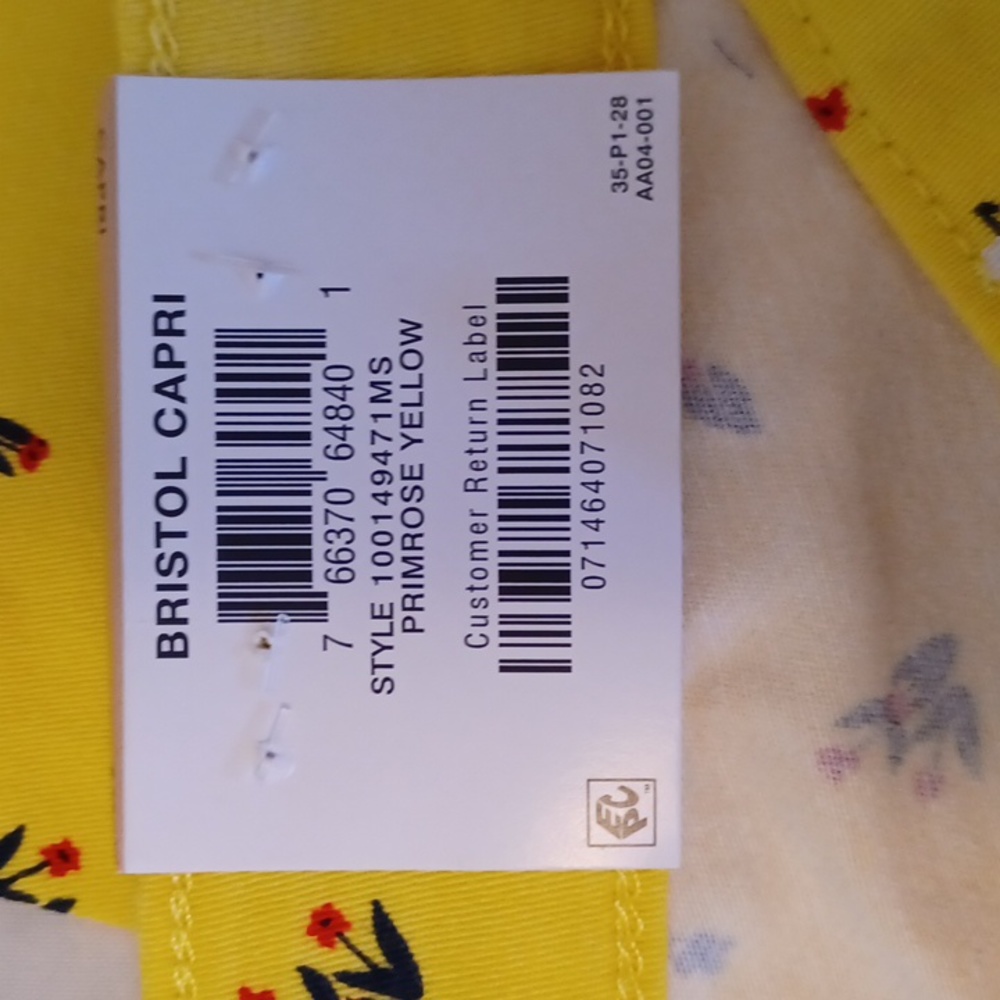 Charter Club Floret Denim Bristol Capri Pants, Primrose Yellow - Picture 10 of 11